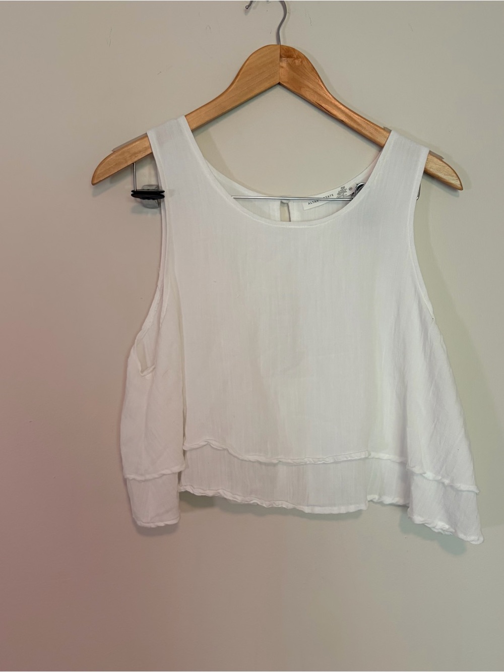 Altar’d State Women’s Crop Too Size XXL White Cotton Blend Sleeveless